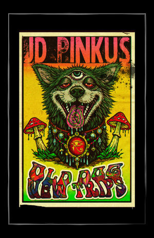 JD Pinkus Old Dogs New Trips — Poster, Psychedelic Wolf Illustration, Abraxas Studio